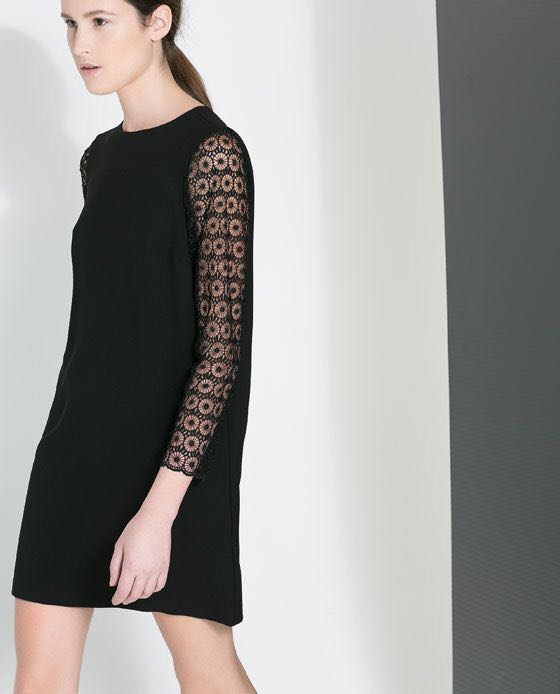ZARA Black Lace Dress, Fesyen Wanita, Pakaian Wanita, Gaun Rok