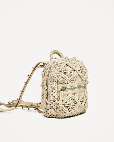 Zara Crochet Mini Backpack Bag, Women display picture 3