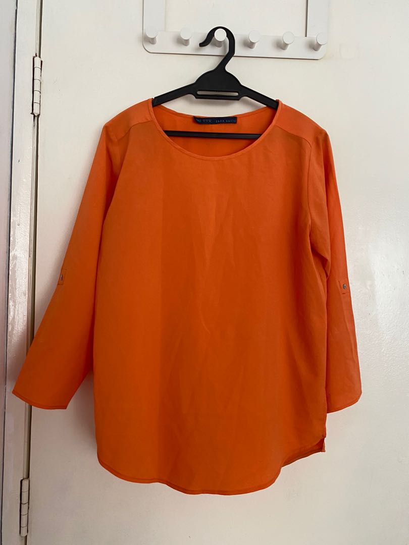 Zara Orange Top, Women's Fashion 