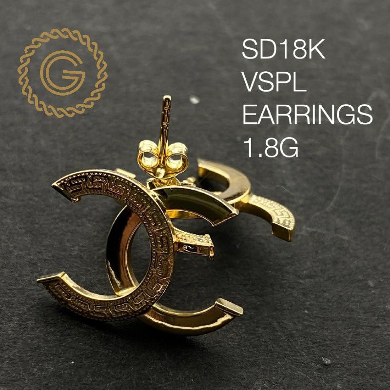 18K Saudi Gold Chanel Earrings VSPL Women s Fashion Jewelry