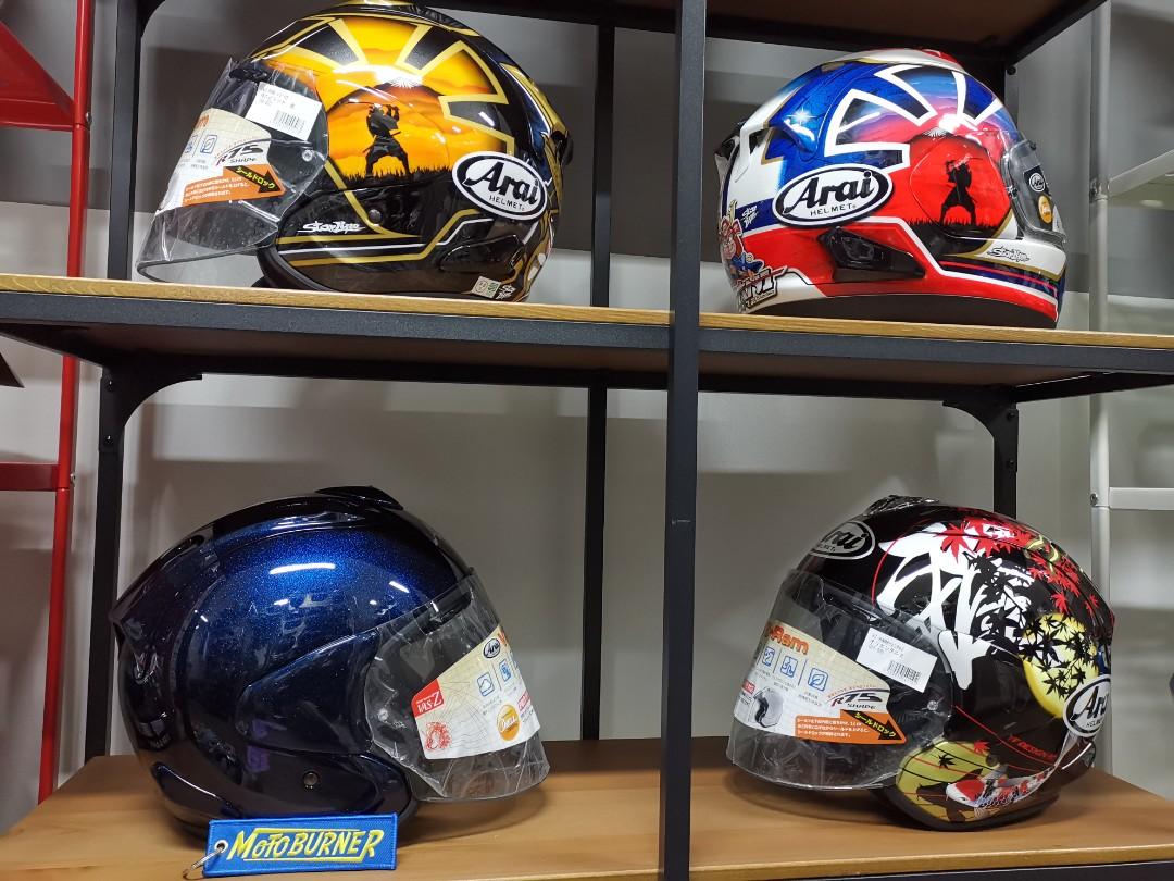 Arai helmets vz ram glass blue Japan version (Category: Motorcycle Apparel) located in Singapore. Submitted by stellar_motoburner (Listing ID 1014035080, Image 2). Description: Free upgrade to light smoke visor. Reduce glare daylight, night use ok and LTA friendly..
