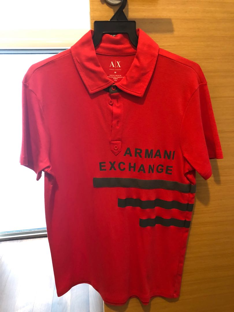 Armani Exchange Red Polo Shirt (Size M), Men's Fashion, Tops & Sets,  Tshirts & Polo Shirts on Carousell