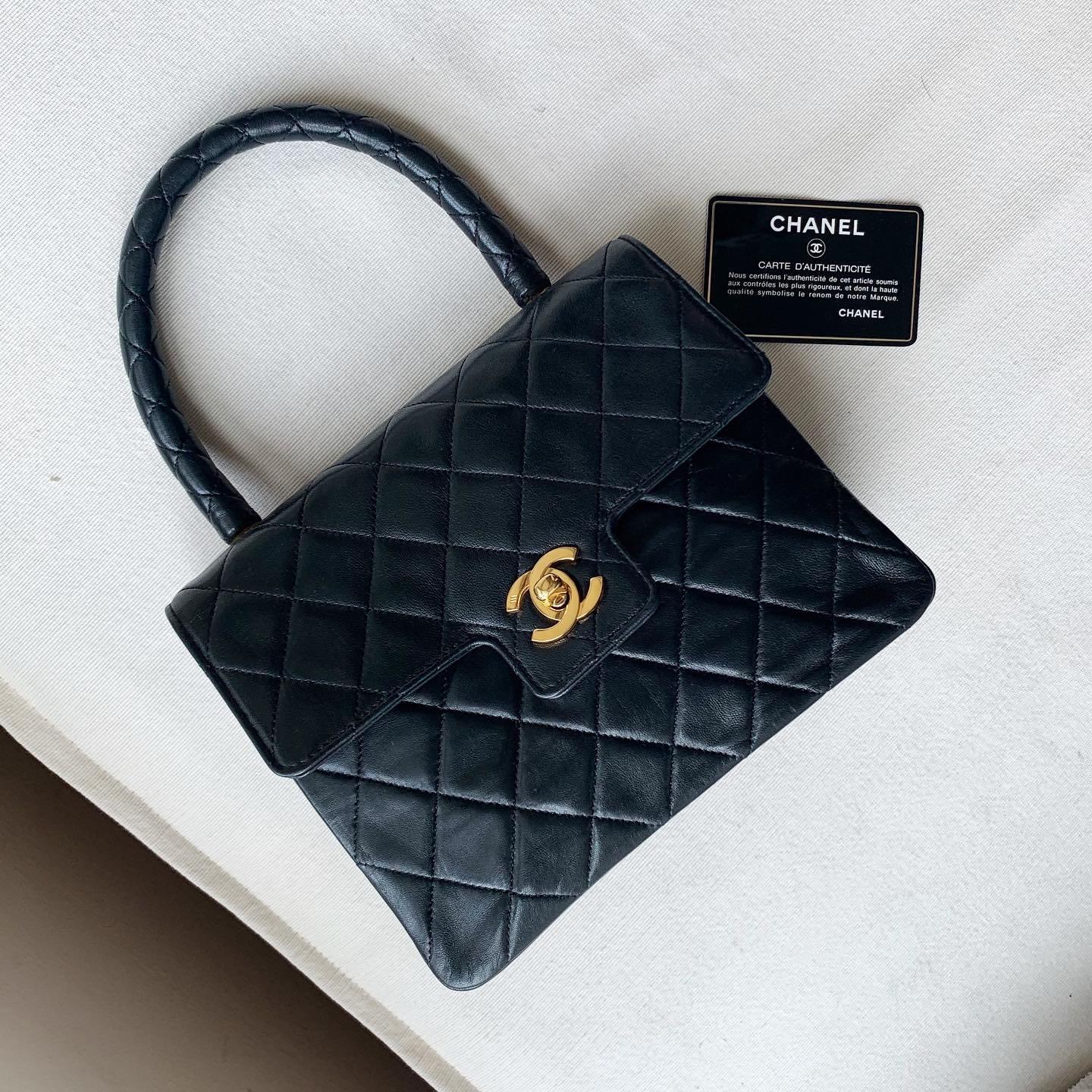 Authentic Chanel Vintage Black Caviar Classic Kelly Bag