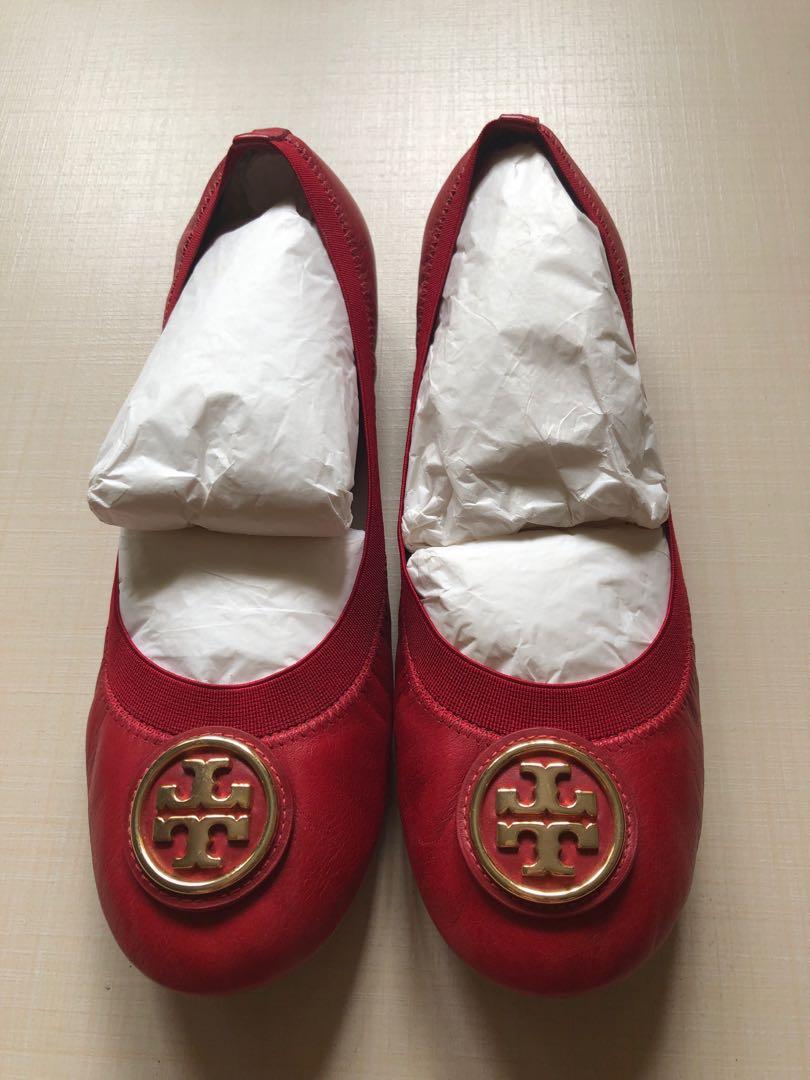 Tory burch red best sale flat shoes