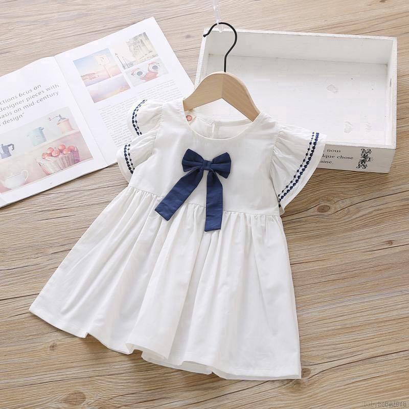 Baby Girl Dress White Blue Ribbon Party Birthday Wedding