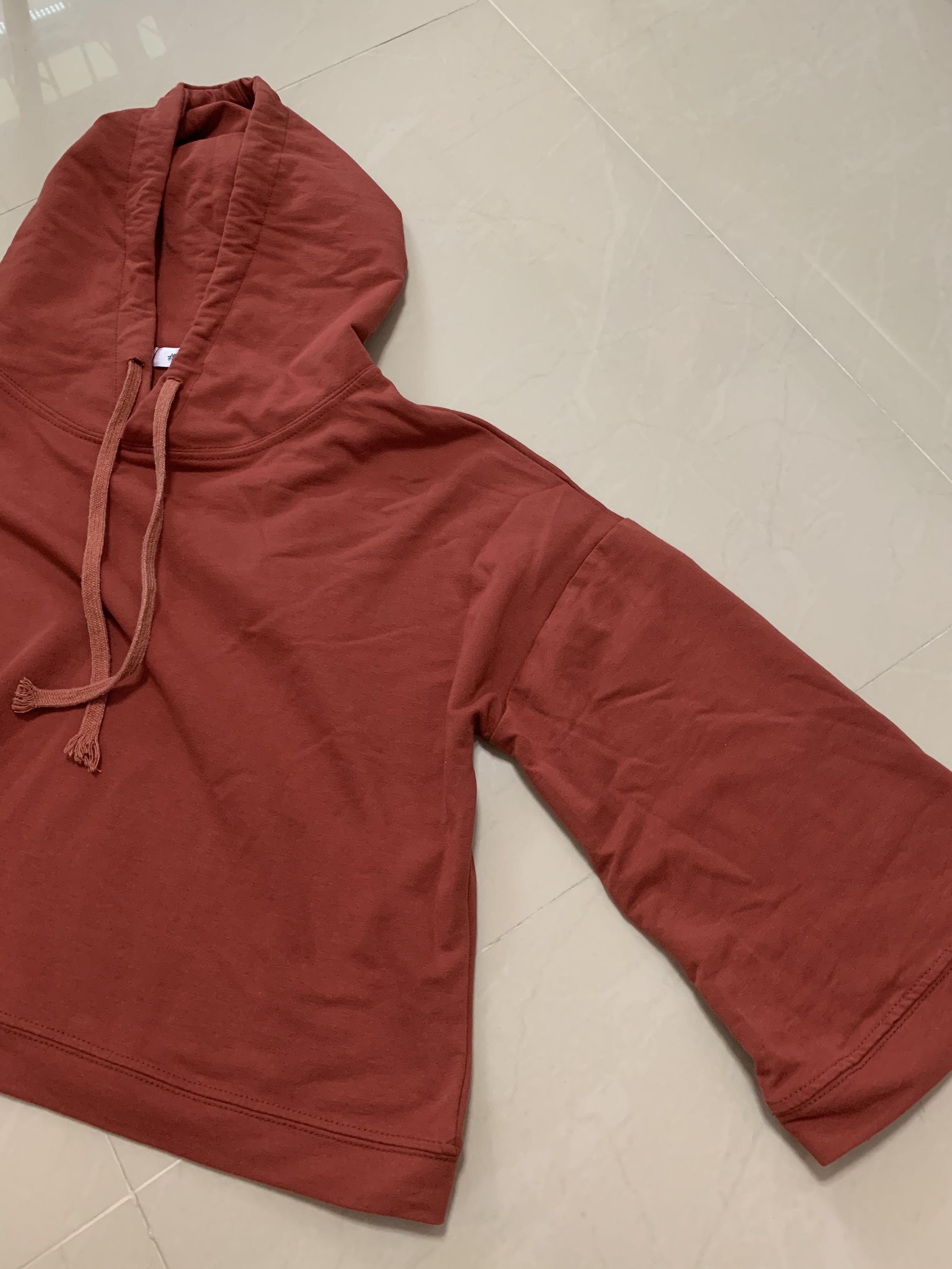 Cropped hoodie brick red online