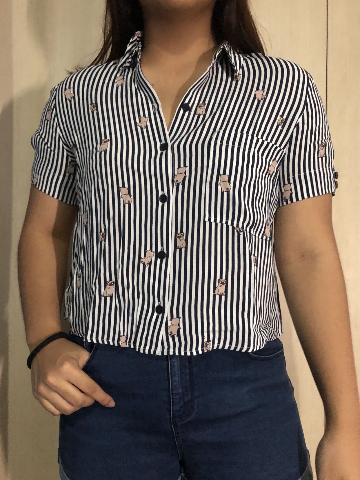 cropped striped polo