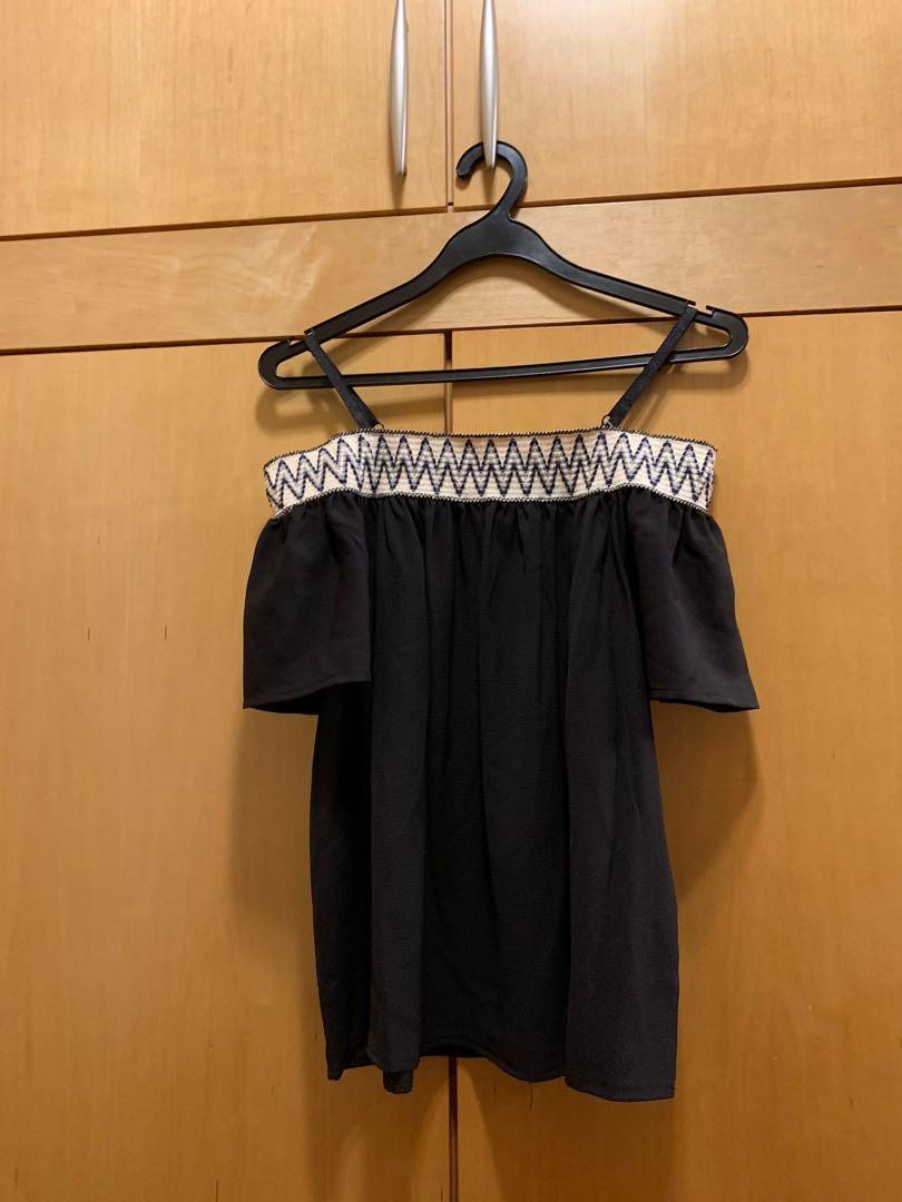 black off the shoulder top with straps