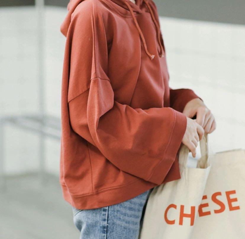 Cropped hoodie brick red online
