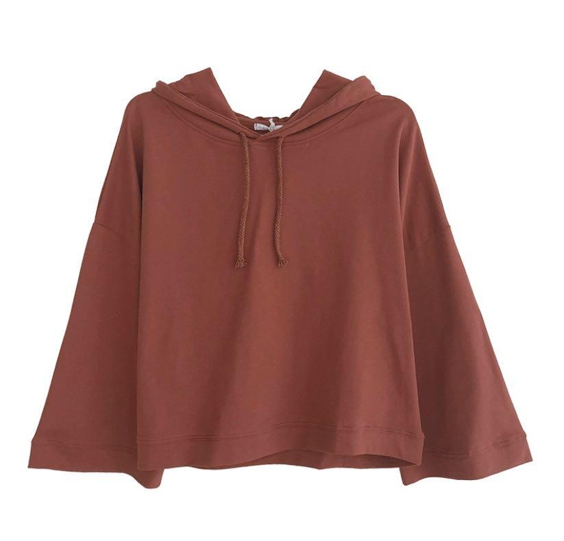 Cropped hoodie brick red shop