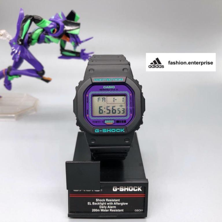 Casio G Shock Evangelion Unit 01 Customized by dw5600 Original Black Purple Strap
