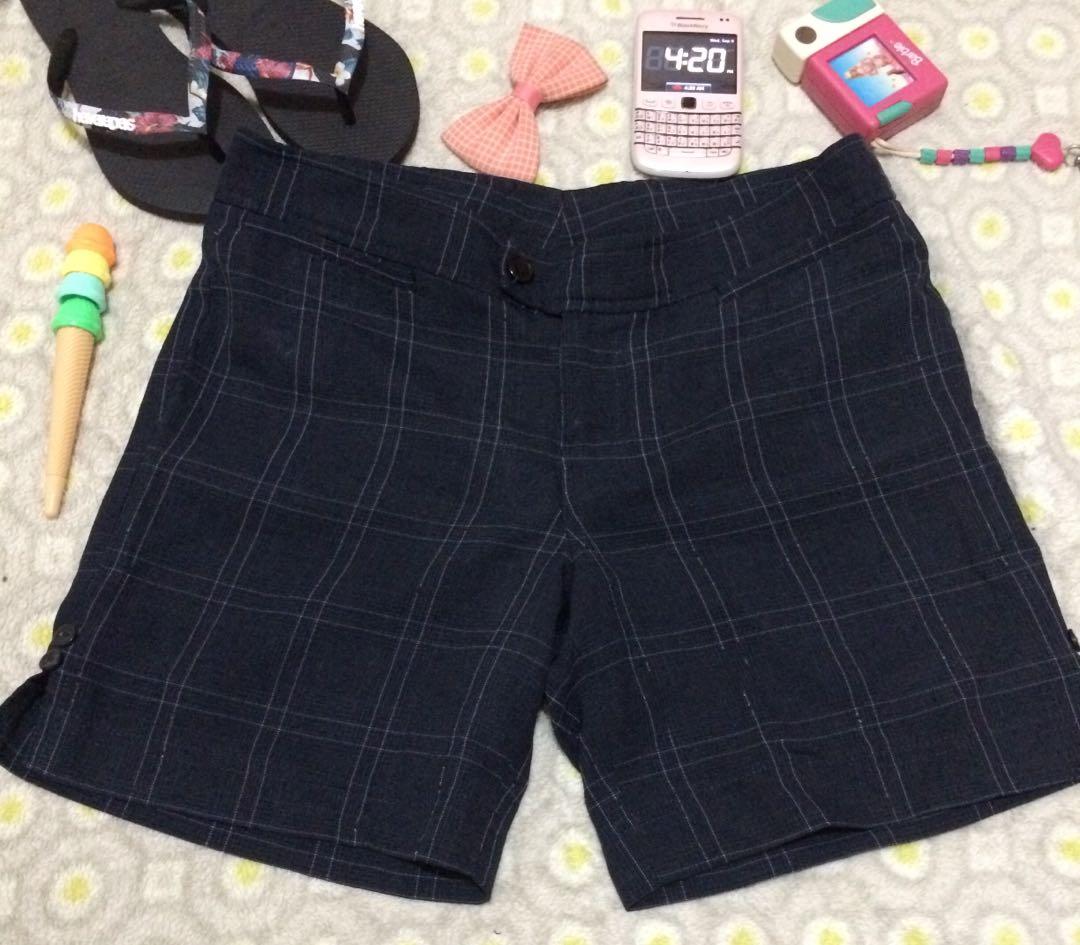 dark blue plaid shorts, Women's Fashion 