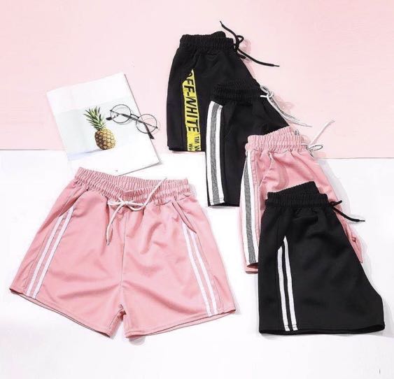 pink off white shorts