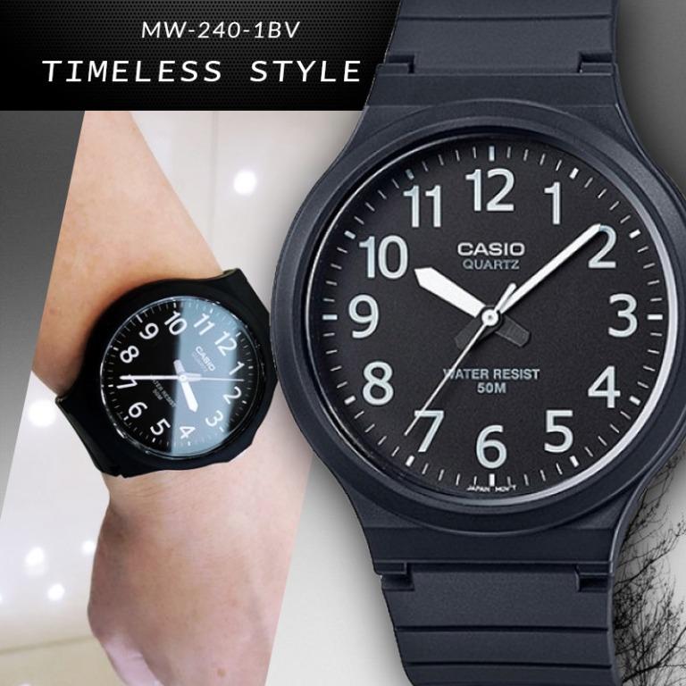 Free Shipping Casio Original Mw 240 1b Unisex Analog Black