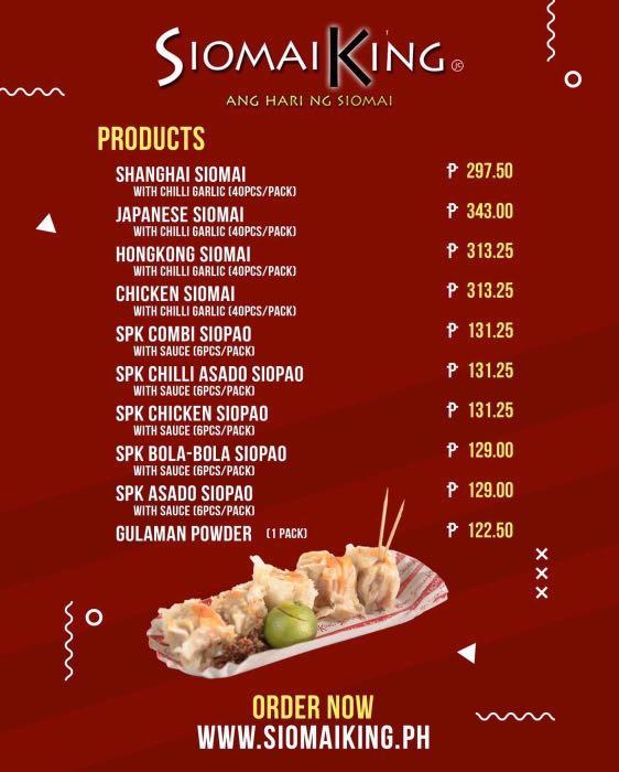 Frozen Products from Siomai King, Siopao King, Potato King and Noodle