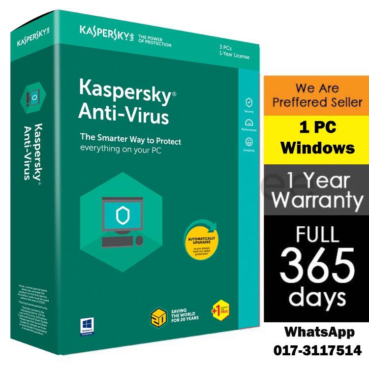 Genuine Kaspersky Antivirus 2020 For 1 User Electronics Computer Parts Accessories On Carousell