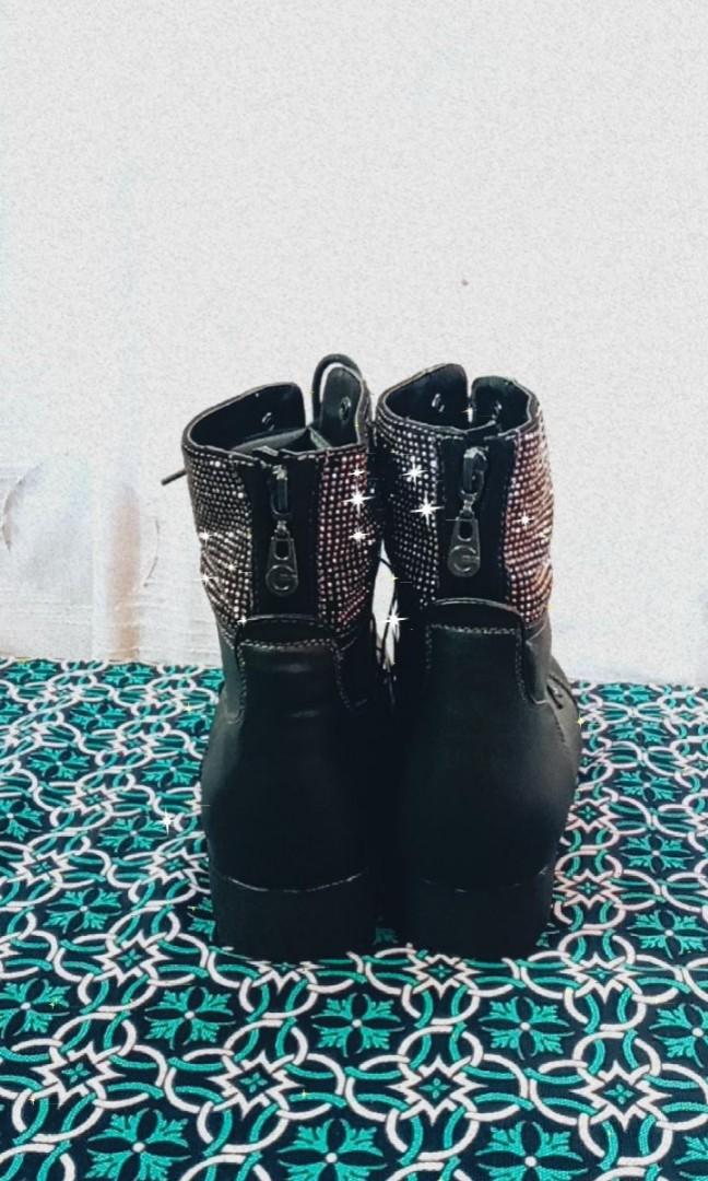 guess combat boots with rhinestones