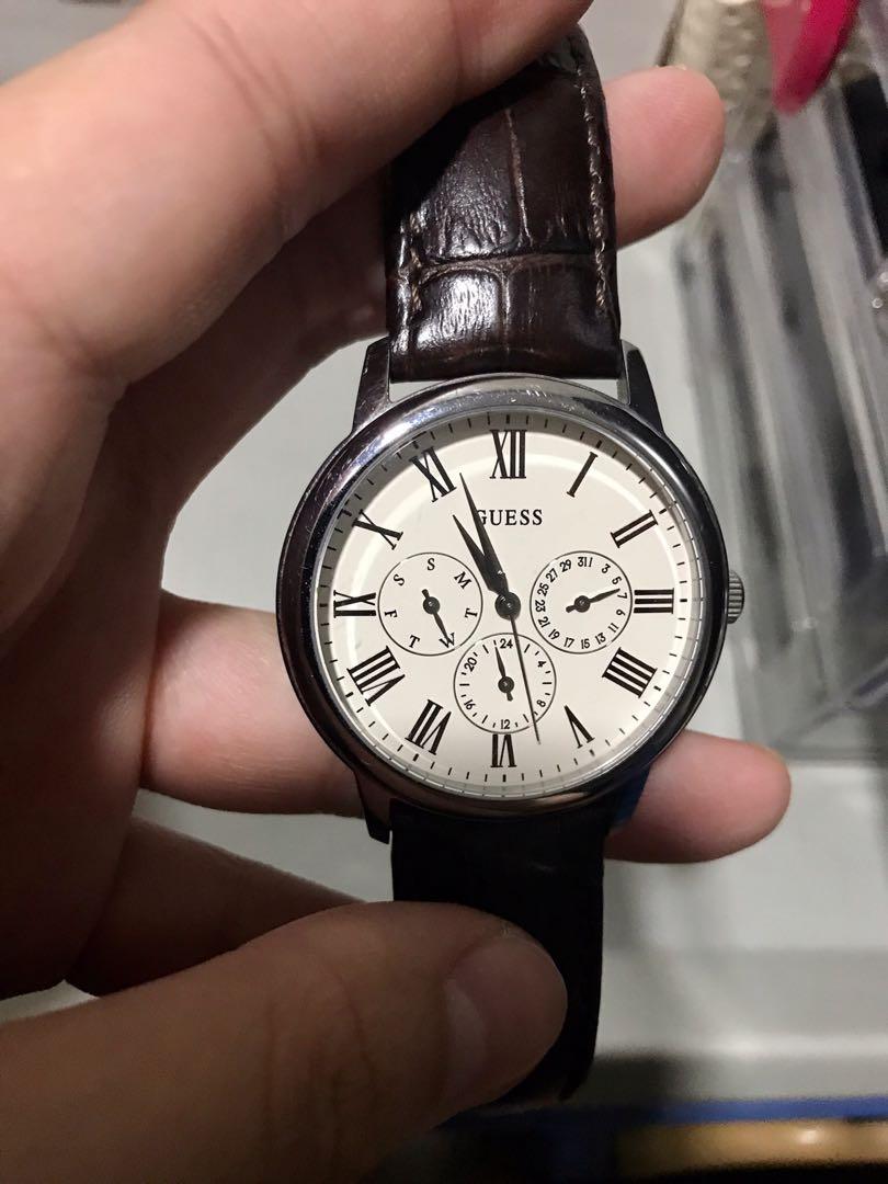 guess leather watch