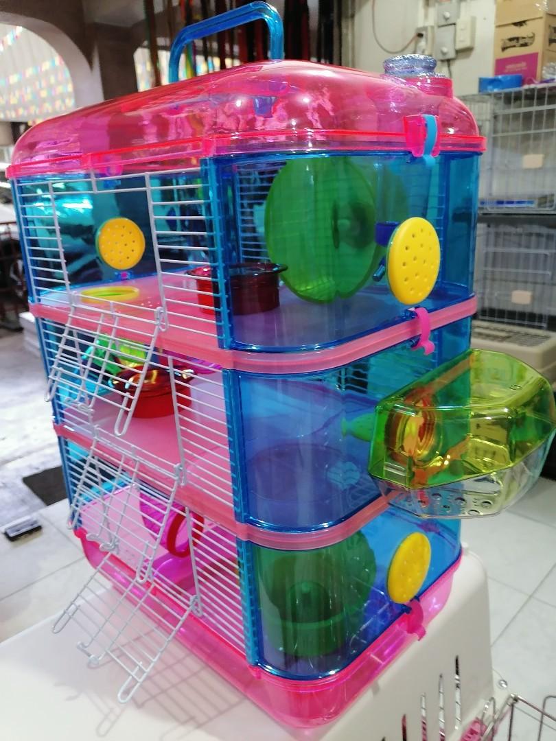 Lazy Bones Hamster Cage 3 Storey 40x25x53cm Pet Supplies Cages & Pens