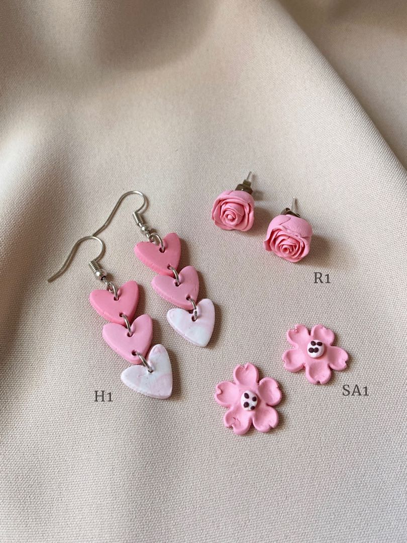 Pink polymer on sale clay earrings