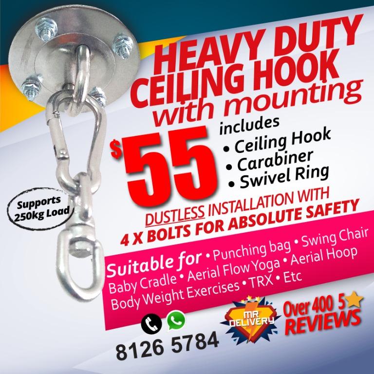Heavy Duty Ceiling Hook W Installation Sports Weights Gym Equipment On Carousell