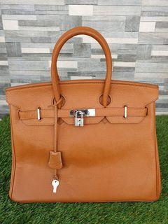 Hermes Birkin 35cm brown genuine leather handbag w/ lock & keys