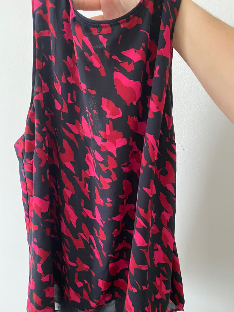red flowy tank top