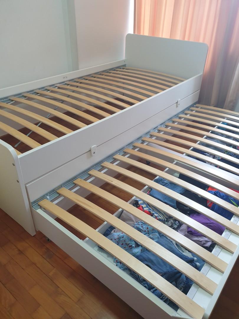 Ikea bed frame w/pull out & 2 drawers, Furniture & Home Living