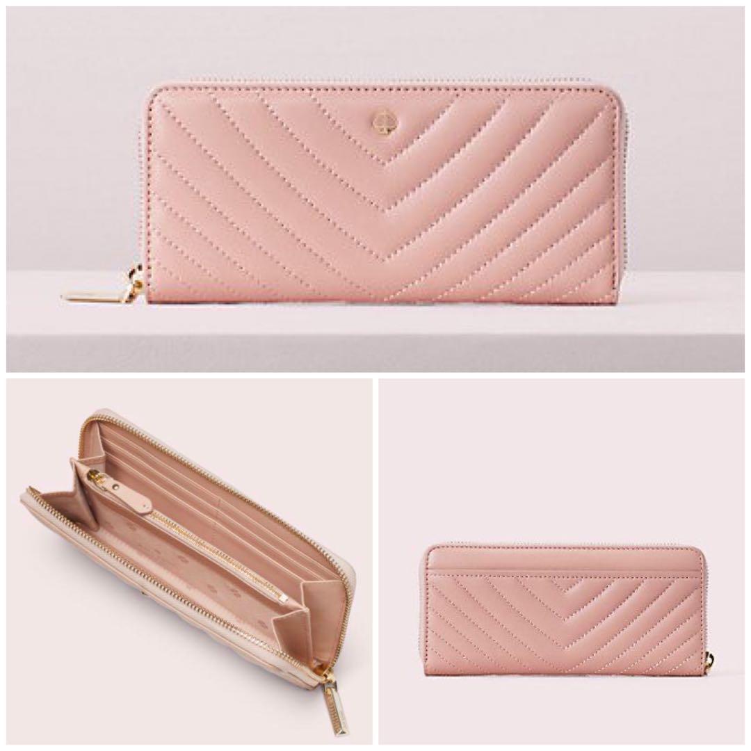 LAST PIECE INSTOCK Kate Spade Amelia Slim Continental Wallet Long Zip Around Flapper Pink Light Pink Blush Nude