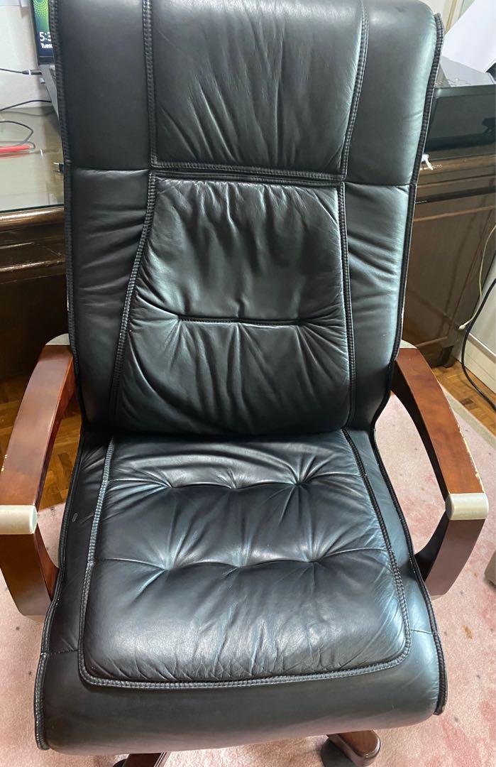 Leather And Wood Finish Office Chair Fire Sale Furniture Tables Chairs On Carousell