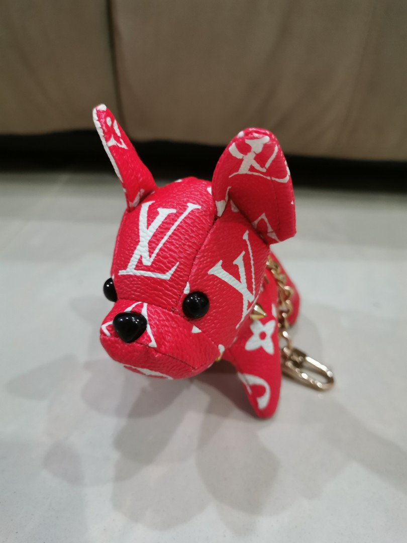 LOUIS VUITTON Bag charm key holder ring chain AUTH Porto cre LV Darmata Dog  LB34