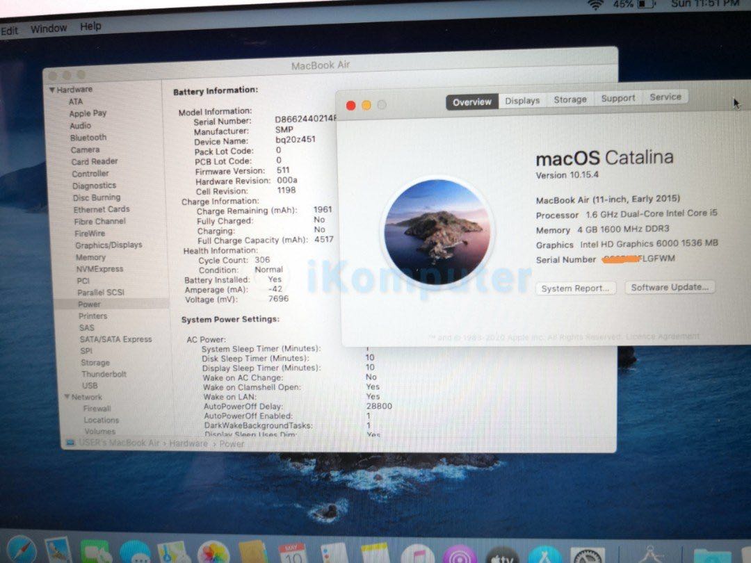 Macbook Air 2015 Core i5 1.6GHz 4GB RAM 256GB SSD 11.6