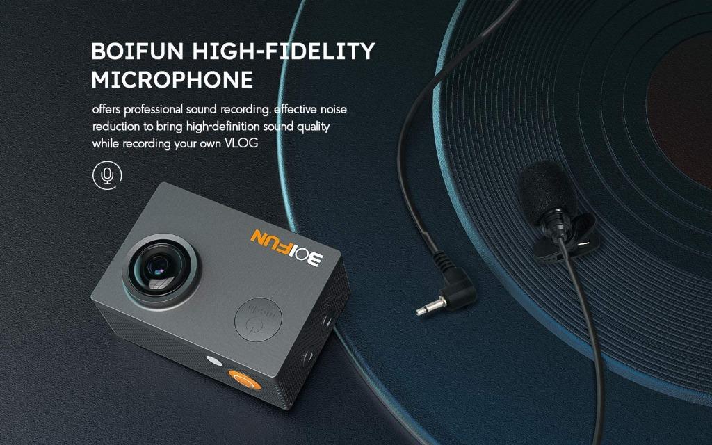 (N) BOIFUN 4K 20MP cam PC Mode AntiShake Underwater Action Sport Wi
