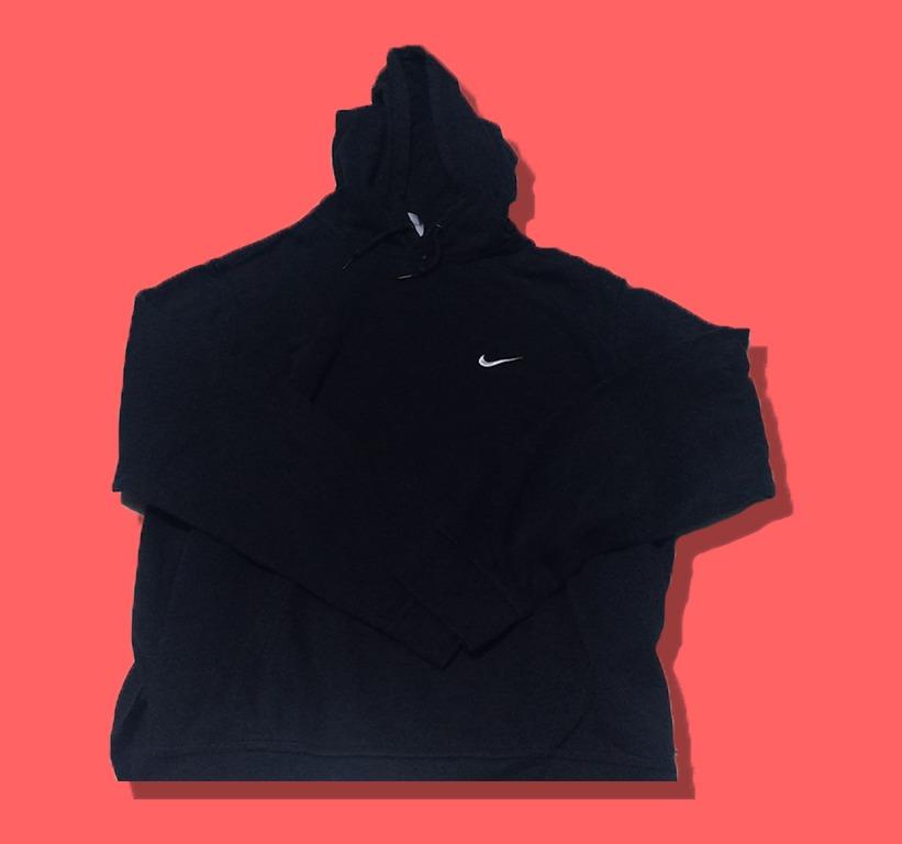 black nike hoodie with red swoosh