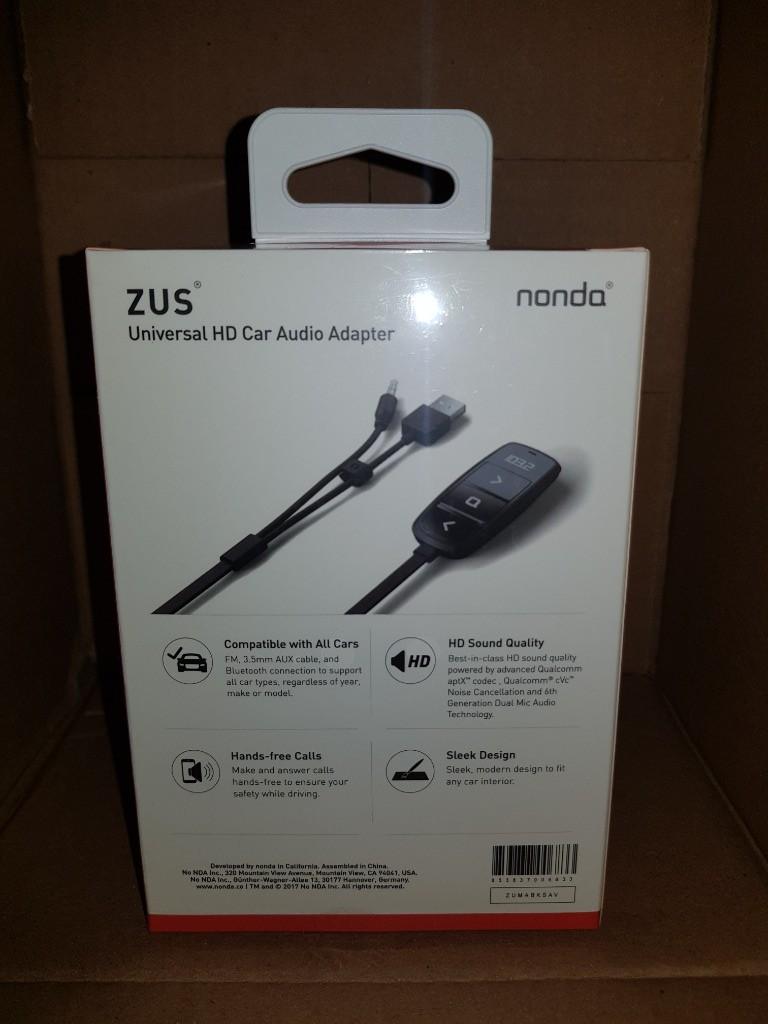 Nonda ZUS Universal HD Car Audio Adapter (Category: Car Parts & Accessories) located in Makati City. Submitted by jgc97 (Listing ID 233251019, Image 3). Description: Nonda ZUS Universal HD Car Audio Adapter Brand new and sealed. - Stream Music Wirelessly in Any Car - FM, 3.5mm AUX cable, and Bluetooth connection - Hands-Free Calls https://www.nonda.co/products/all-compatible-hd-music-adapter Meetups: Makati / BGC #InMakati #maydemand.