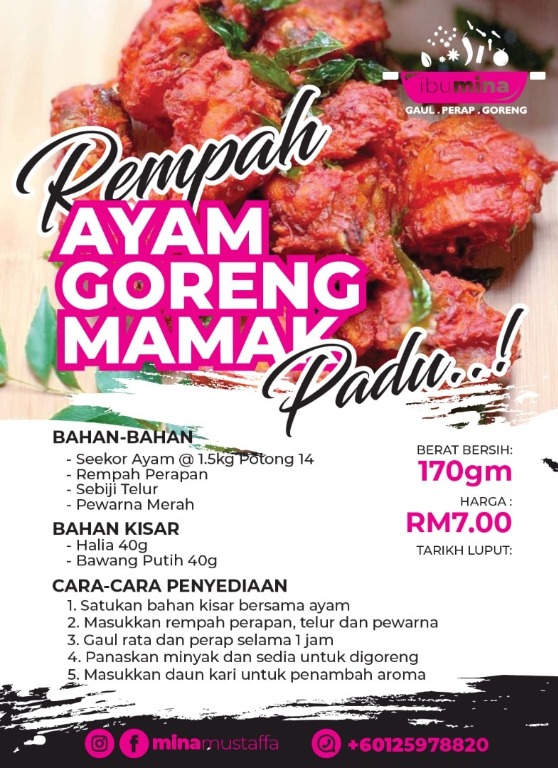 Rempah Ayam Goreng Mamak Food Drinks Instant Food On Carousell Buat ayam goreng sendiri lebih jimat masa dan ekonomi. rempah ayam goreng mamak