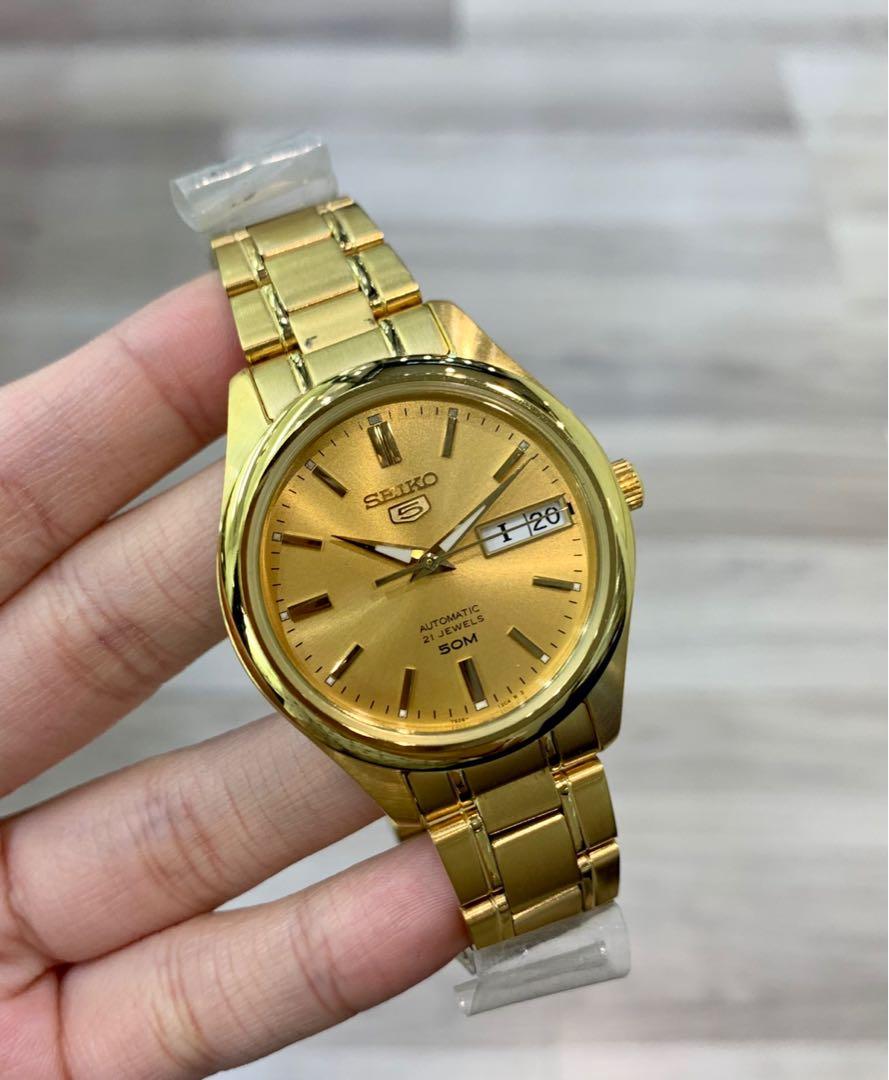 Seiko 5 Auto All Gold Snk876k1 Women S Fashion Watches On Carousell