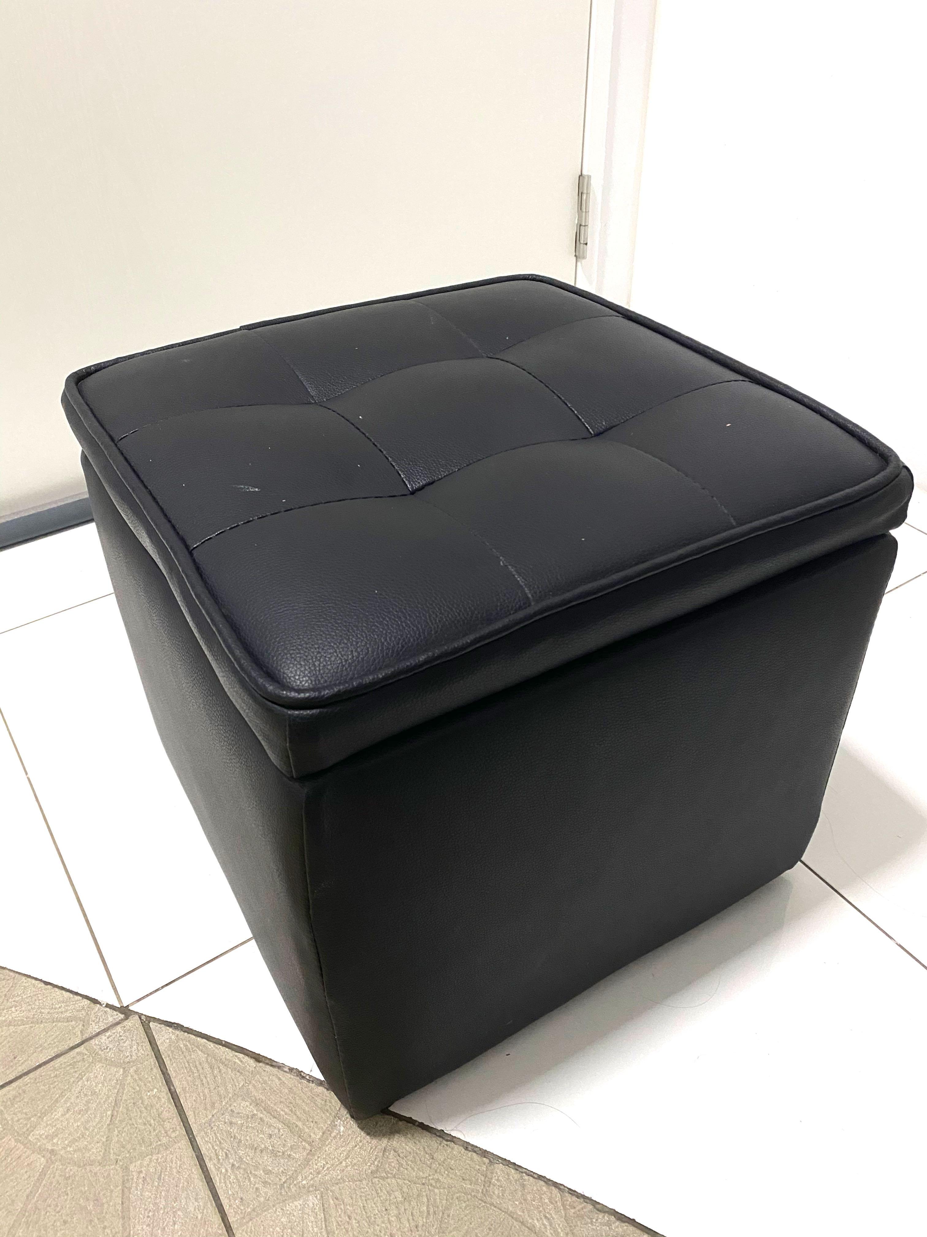 square black storage stool chair