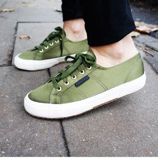 Superga x The Man Repeller Olive Green Satin sneakers