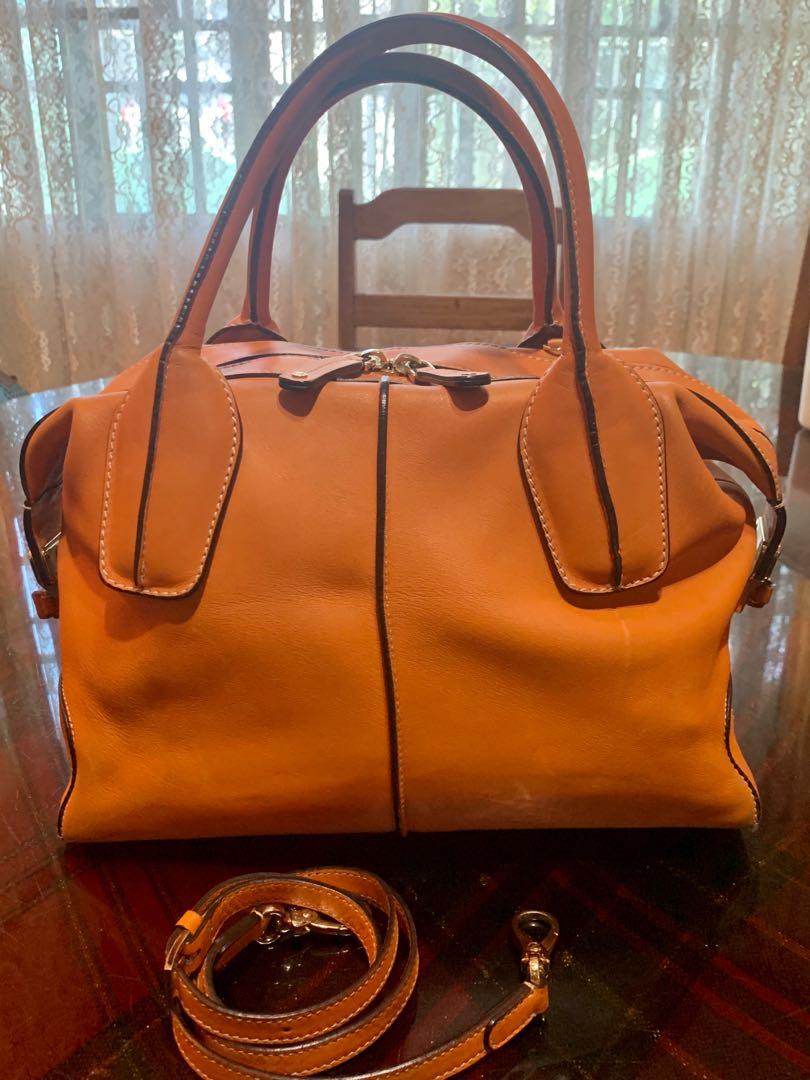 Sac à Main Tods D-Styling Double Zip 2WAY En Cuir Brun - Occasion En Très Bon état, Fabriqué En Italie