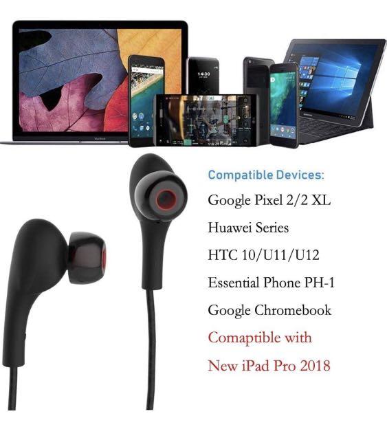 USB Type C Earphones Acessorz Wired in Ear Magnetic Earbuds with Mic Stereo Bass Noise Cancelling Headphones Gym Sports Headsets Compatible with