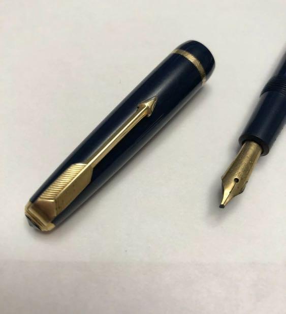 Vintage 14K Gold Nib Royal Blue Parker Slimfold Fountain Pen (with ...