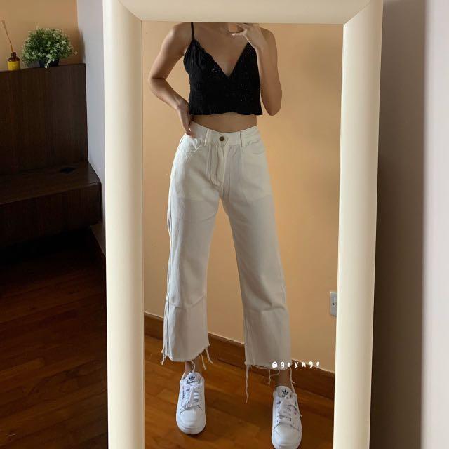 Straight cut white pants clearance