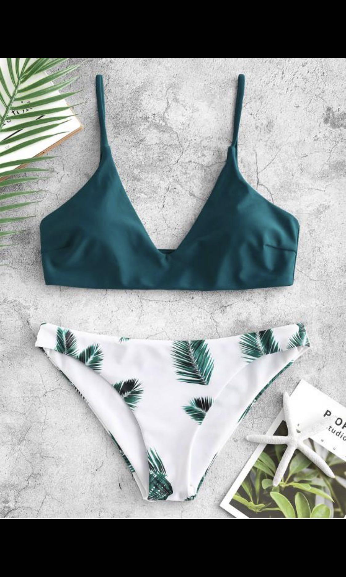 Floral leaf print bikini set clearance