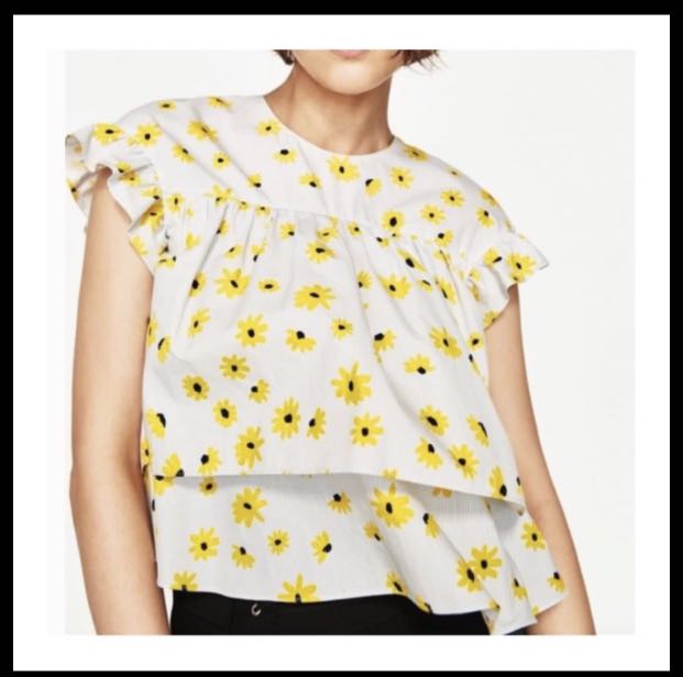 Zara sunflower top, Women's Fashion 