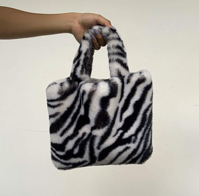 Zebra Print Furry Bag