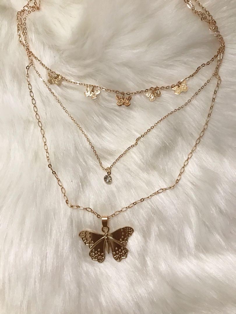 Download Aesthetic Butterfly Multi Layer Necklace Women S Fashion Jewelry Organizers Necklaces On Carousell