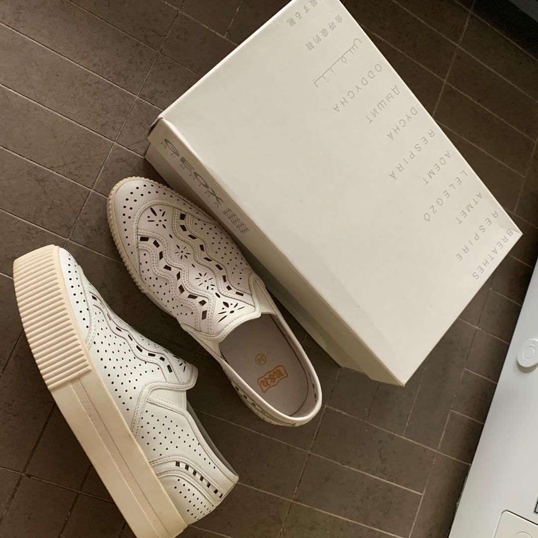 ash white platform sneakers