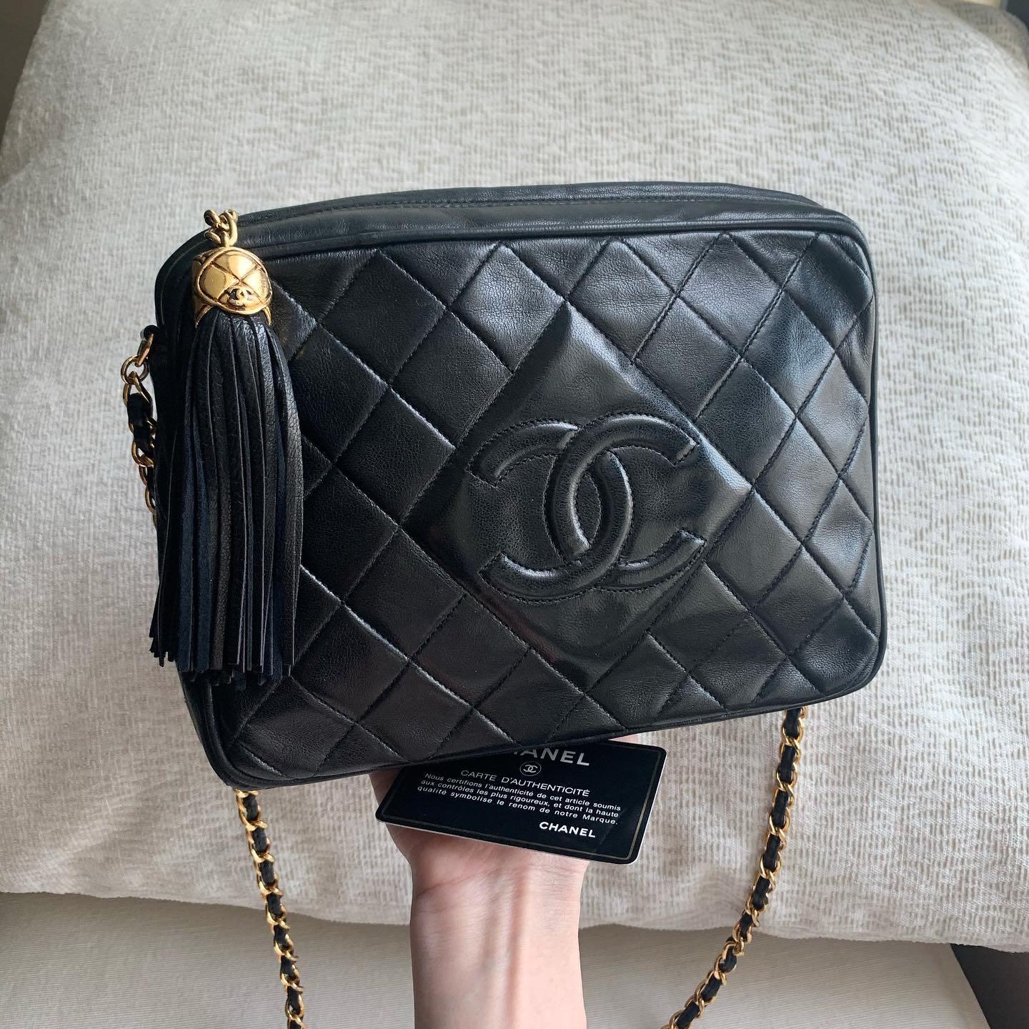 AUTHENTIC CHANEL Crossbody Camera Bag with Tassel, Luxury, Bags