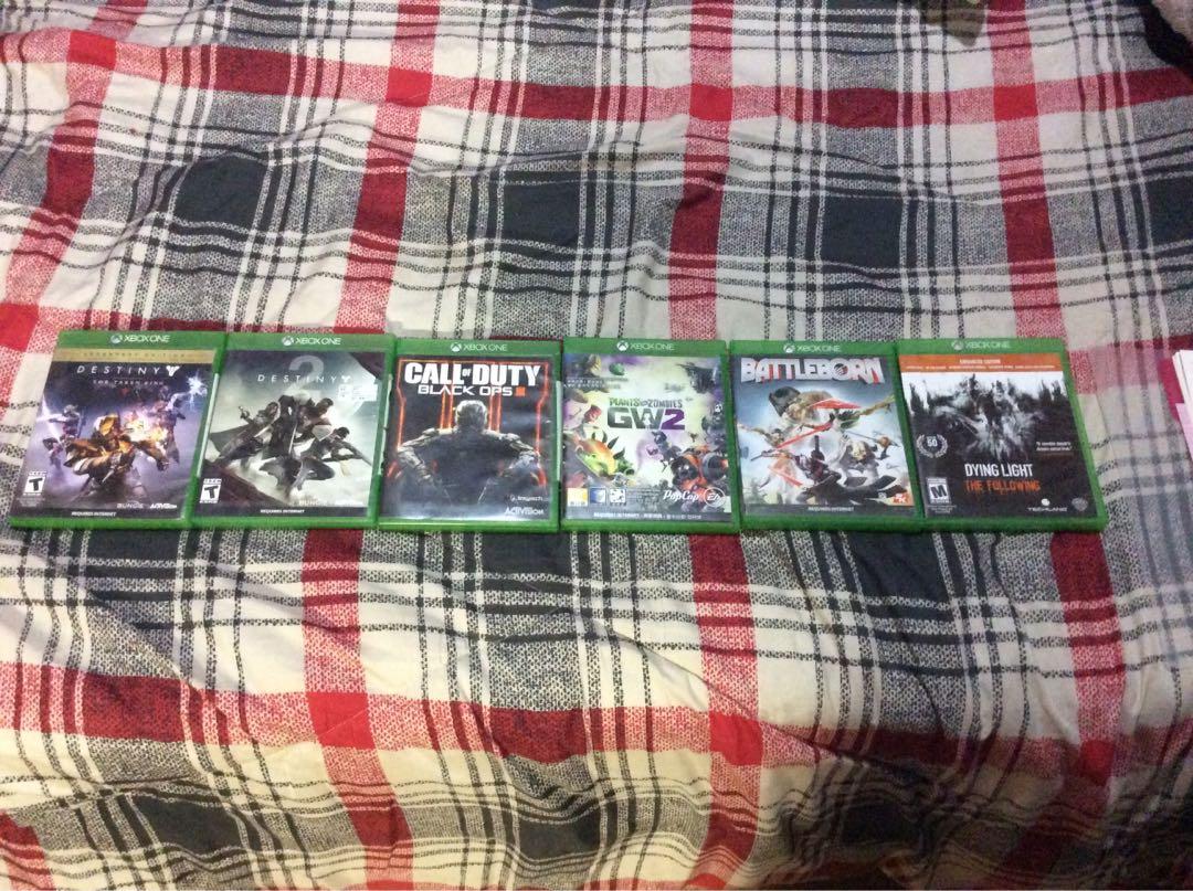 Authentic Xbox One games for sale! (Category: Xbox) located in Angeles City. Submitted by leah_rivera (Listing ID 1014275445, Image 1). Description: 1. Call of Duty Black Ops 3- 820 2. Battleborn- 520 3. Destiny 1 (Legendary Edition)- 920 4. Plants vs Zombies Garden Warfare 2- 720 5. Dying Light (Enhanced Edition)- 520 6. Destiny 2- 920 7. All 6 games- 4020 Hi all these games are authentic and very well taken care of, I am selling because I don’t